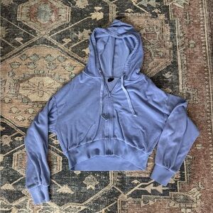 PacSun Lavender Zip-Up Cropped Terry Cloth Hoodie